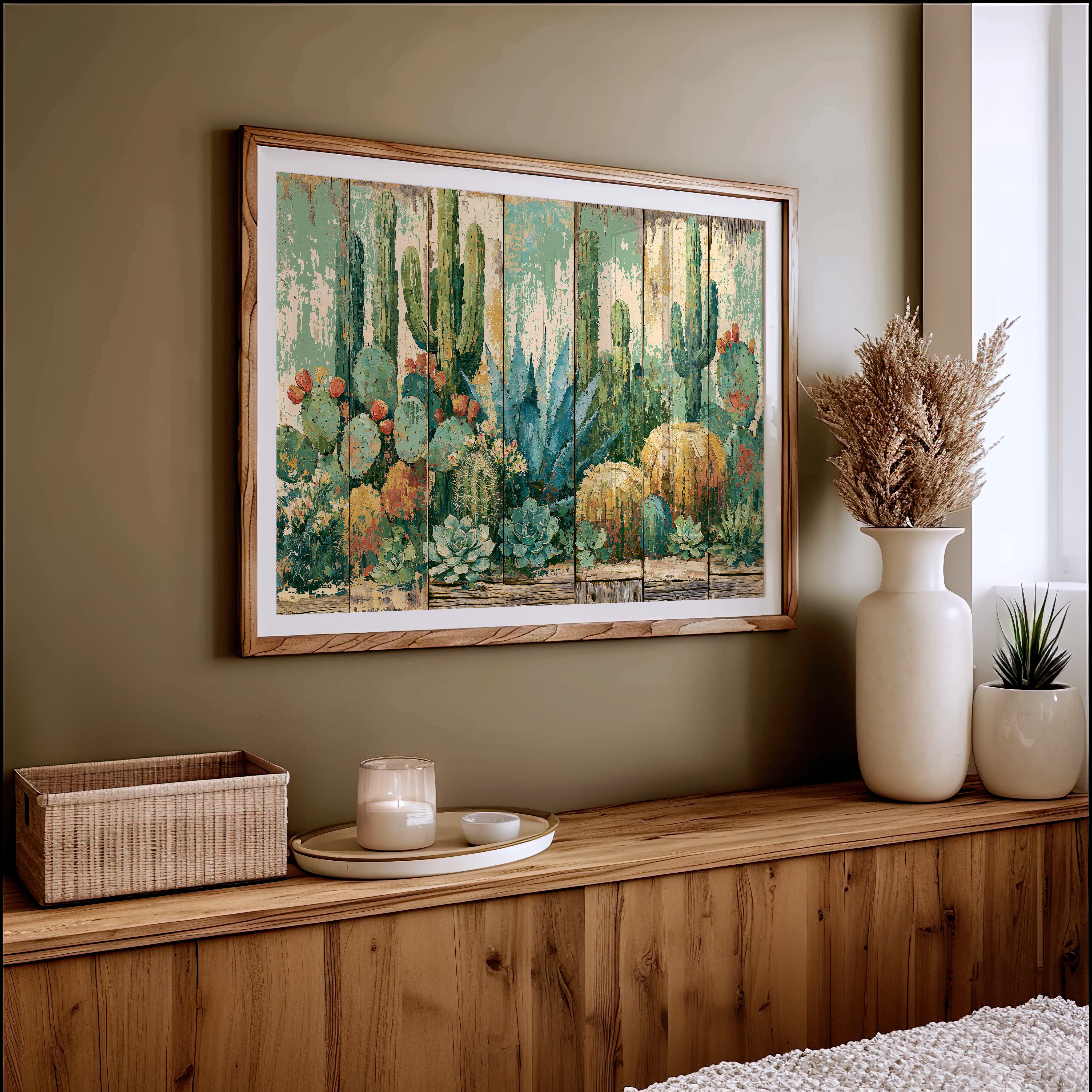Desert Garden on Weathered Wood