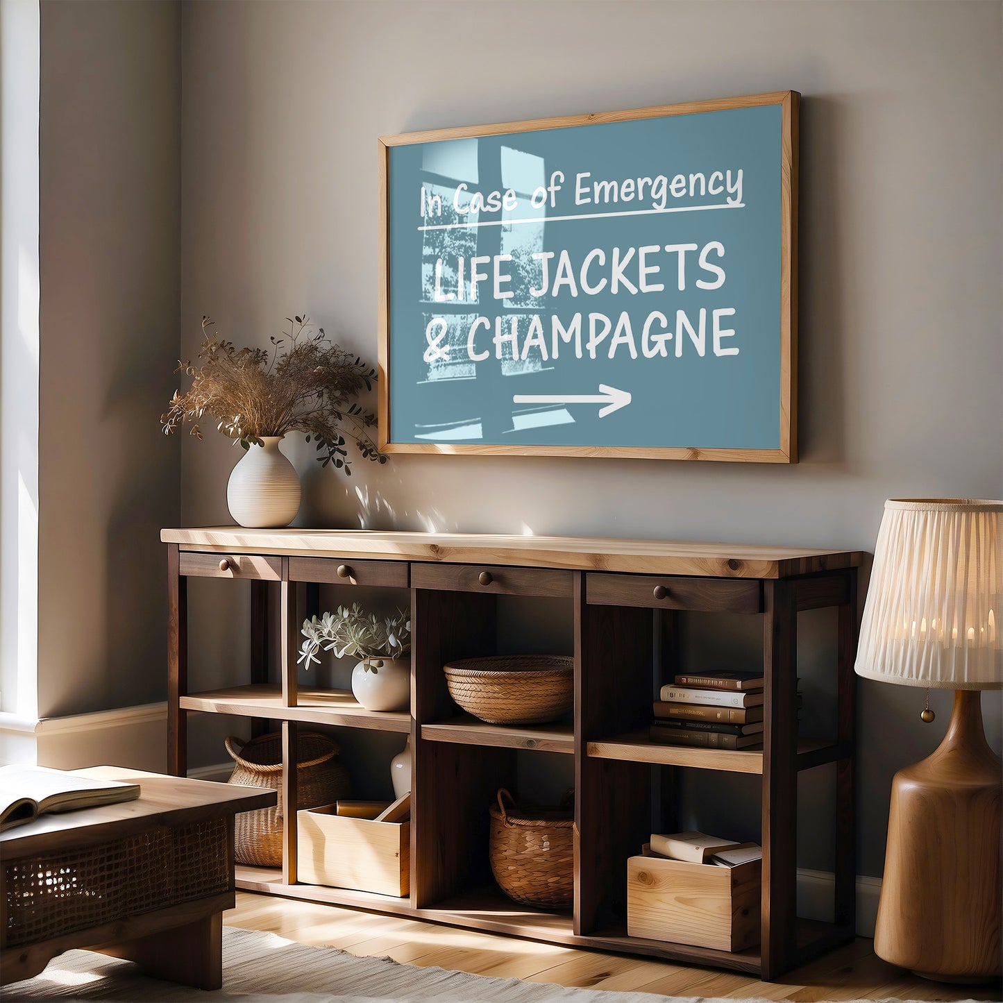 Life Jackets & Champagne Sign