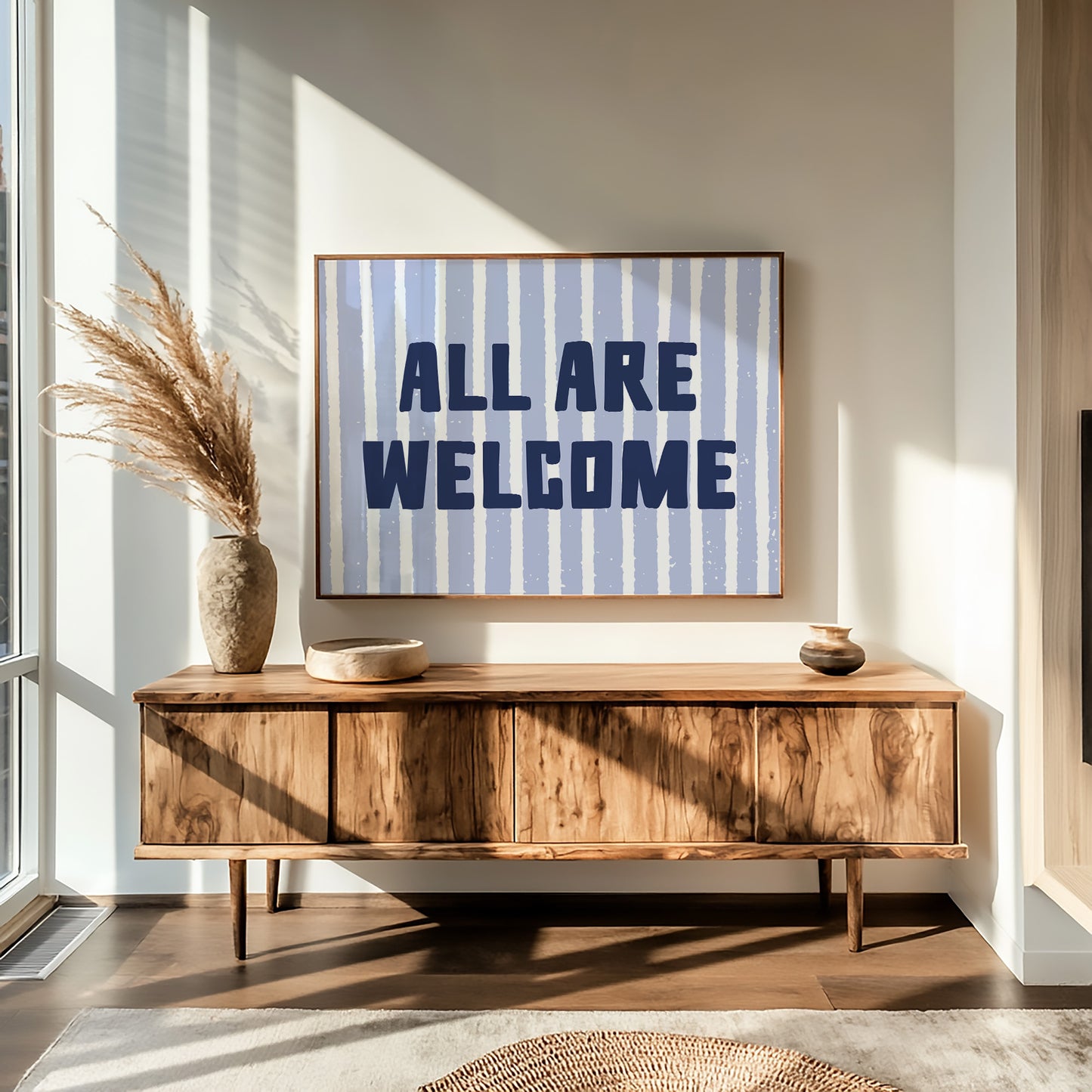 All Are Welcome Striped Print
