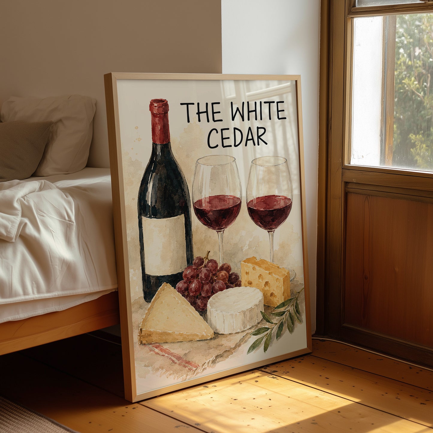 Wine & Cheese, Watercolor
