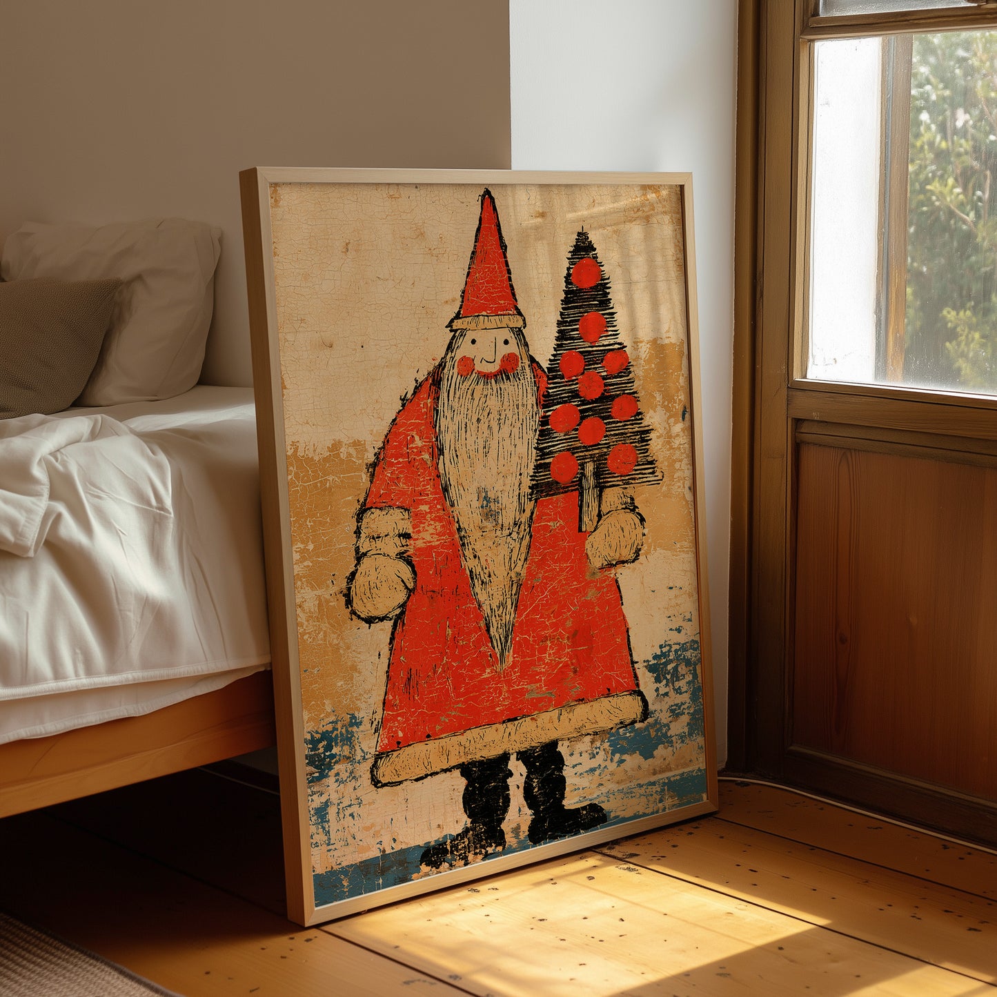 Primitive Santa & Tree