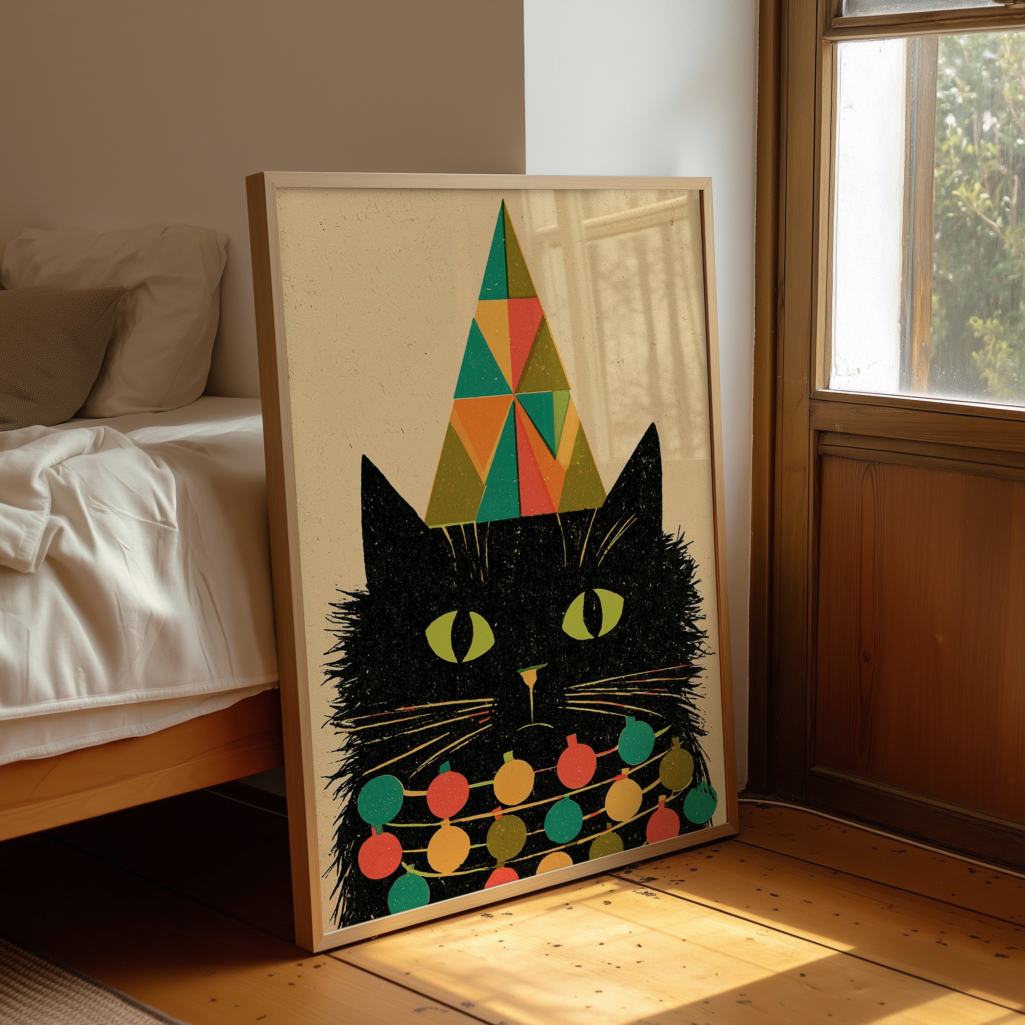 Geometric Christmas Cat