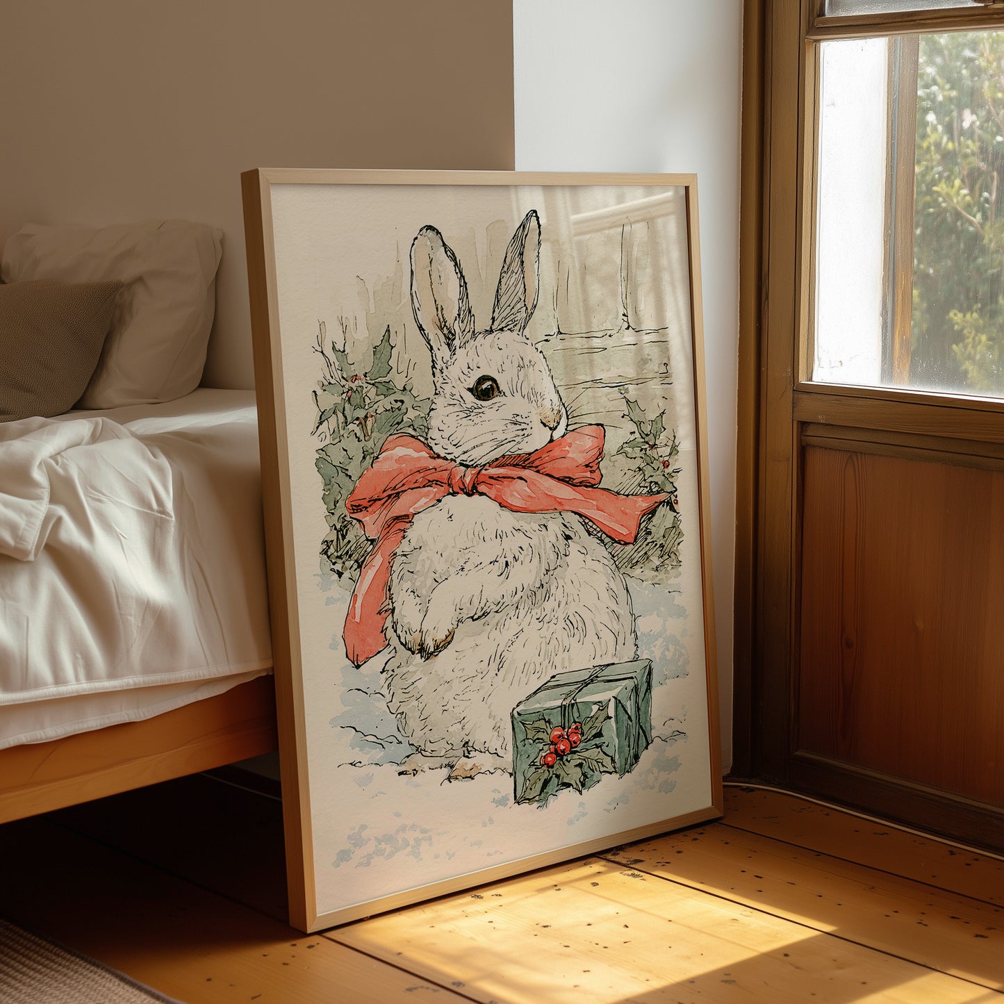 Storybook Bunny in a Red Bow