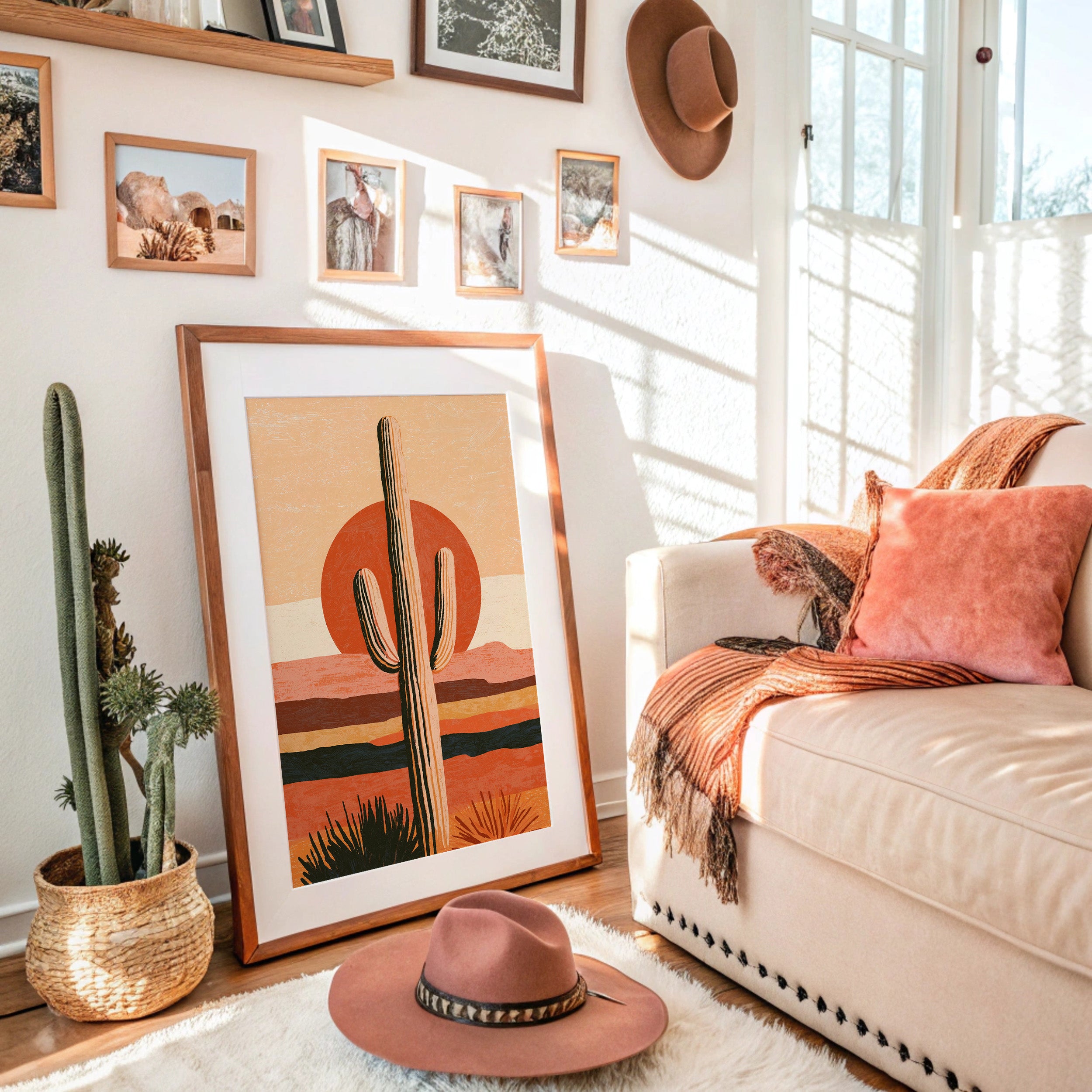 Illustrated Saguaro Layered Sunset