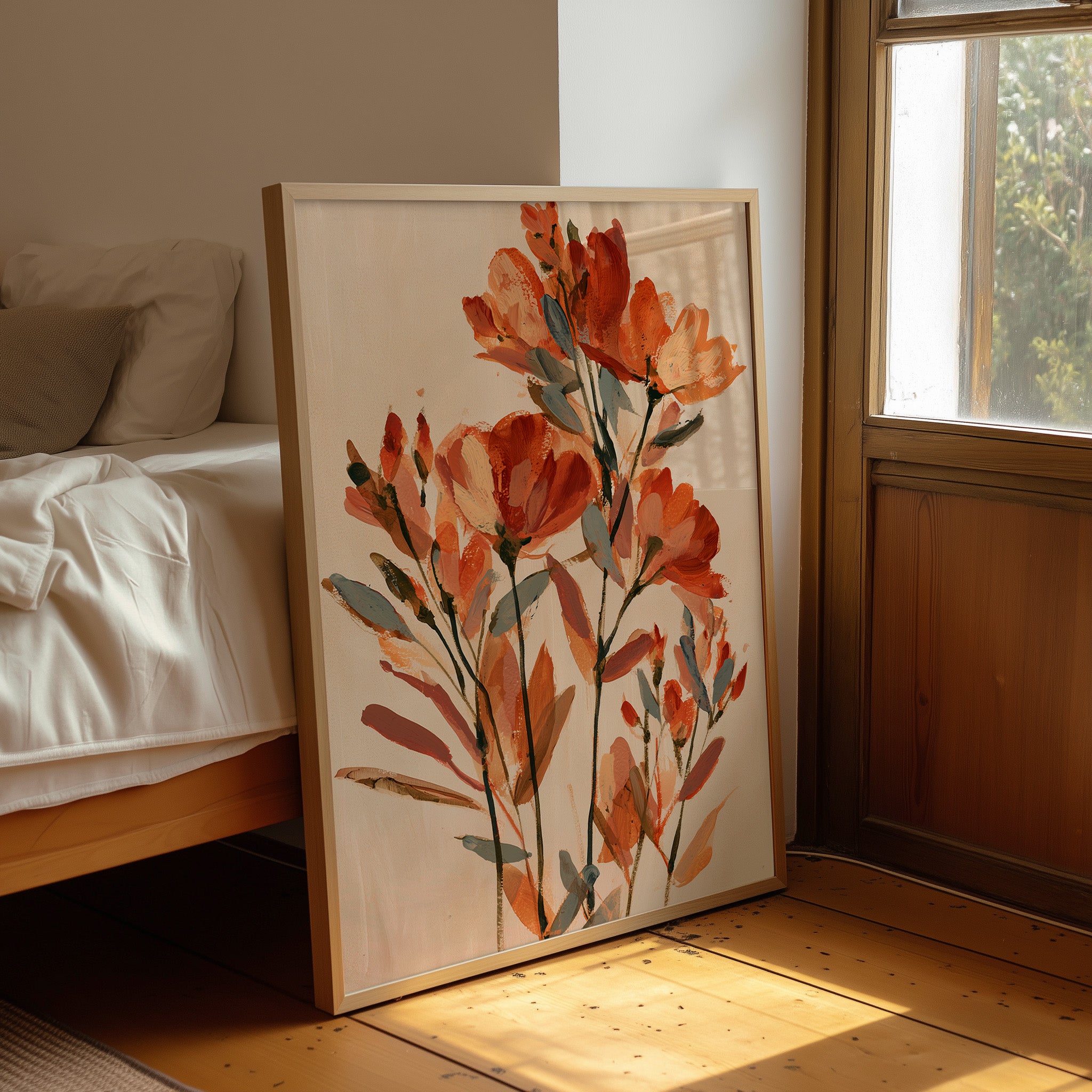 Terracotta Poppy Abstract Bouquet