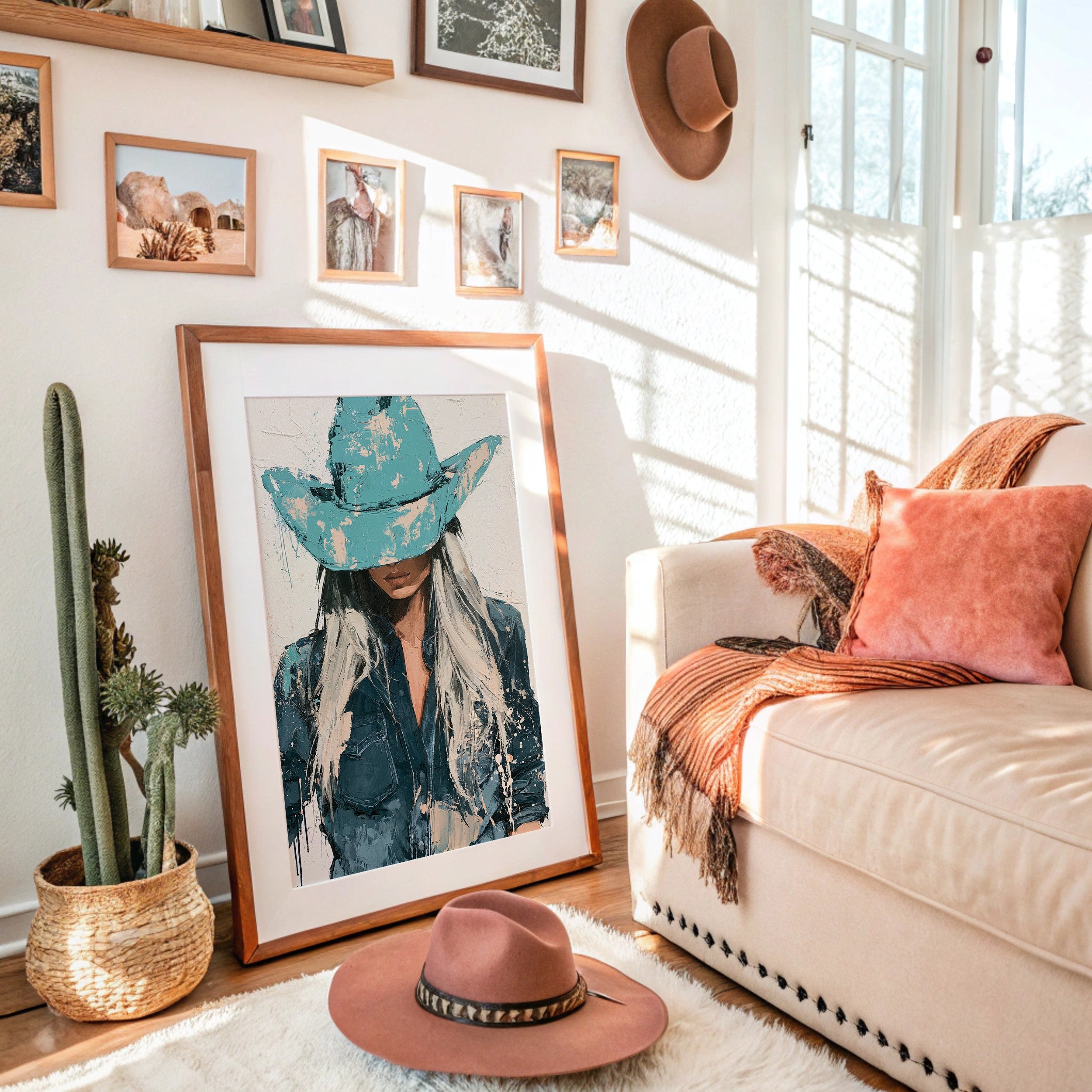 Turquoise Hat Cowgirl Portrait