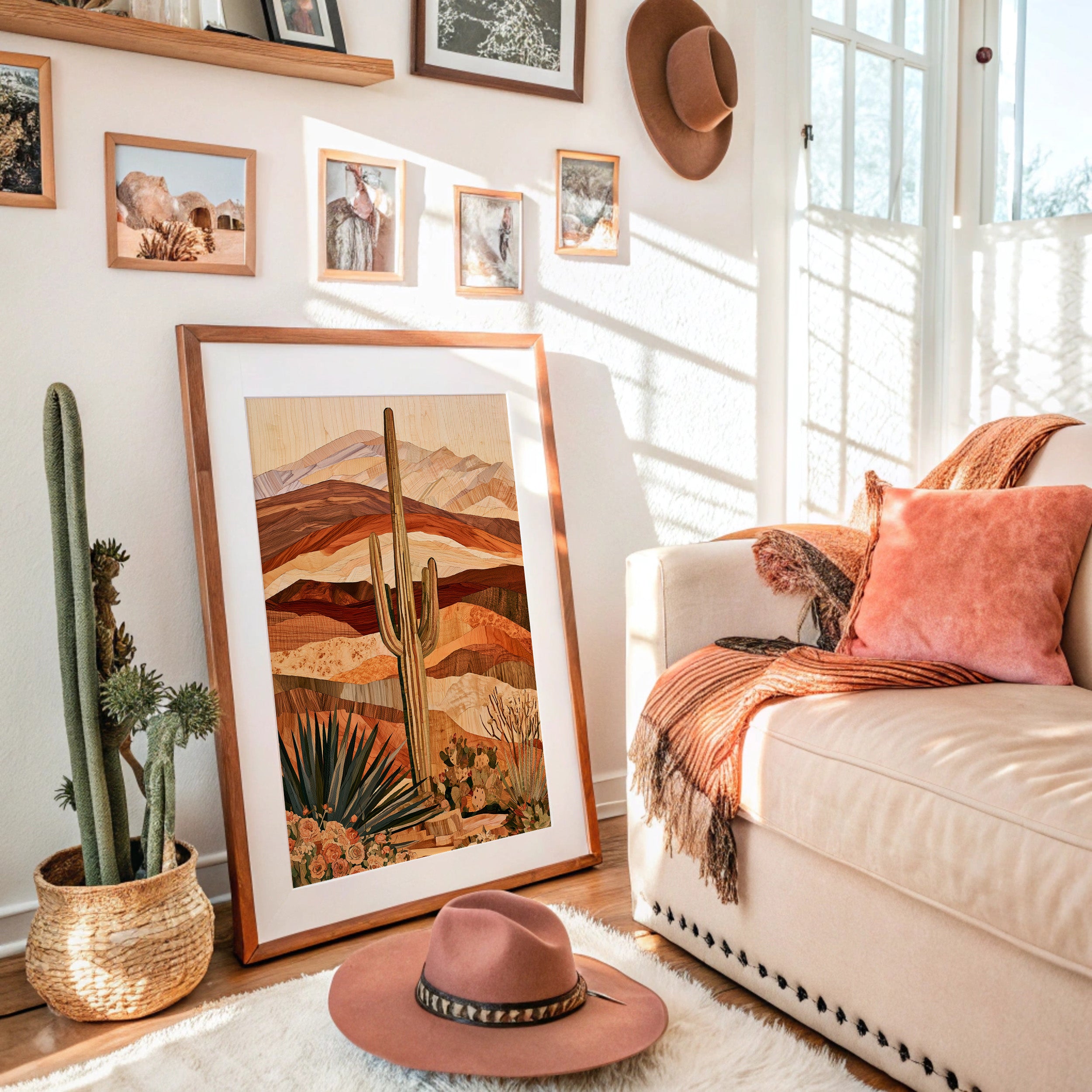 Saguaro In Wood Grain Layers