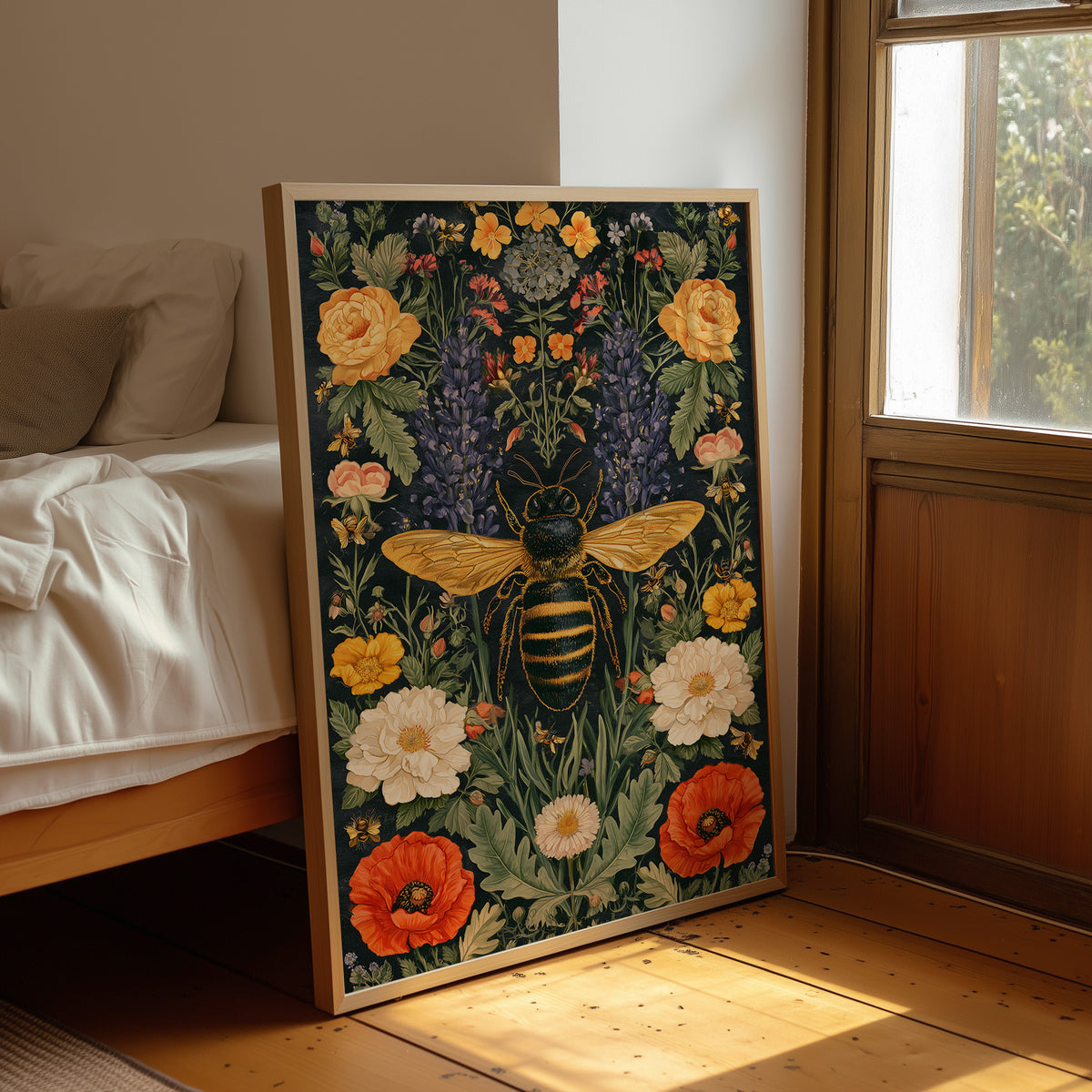 Full Buffet: Bee Among Poppies and Peonies