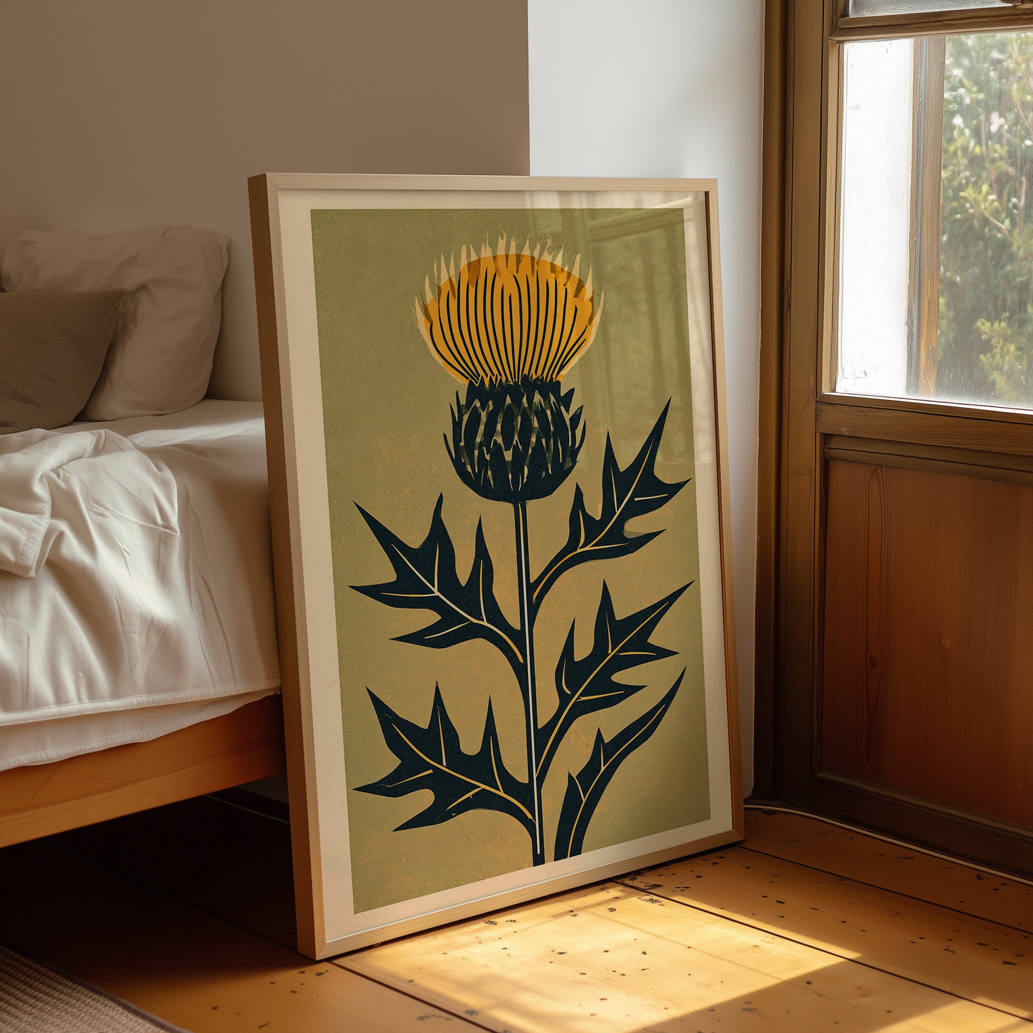 Thistle Woodblock Silhouette
