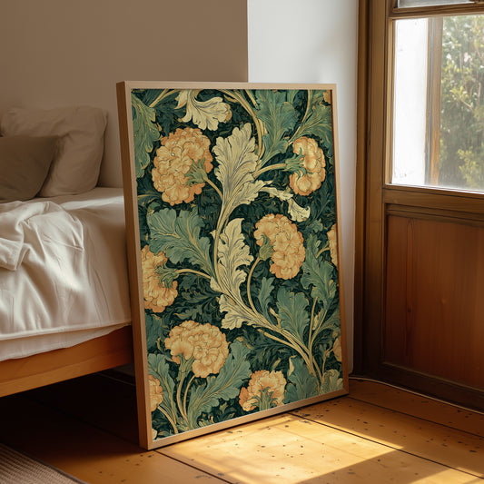 William Morris Style: Golden Carnations