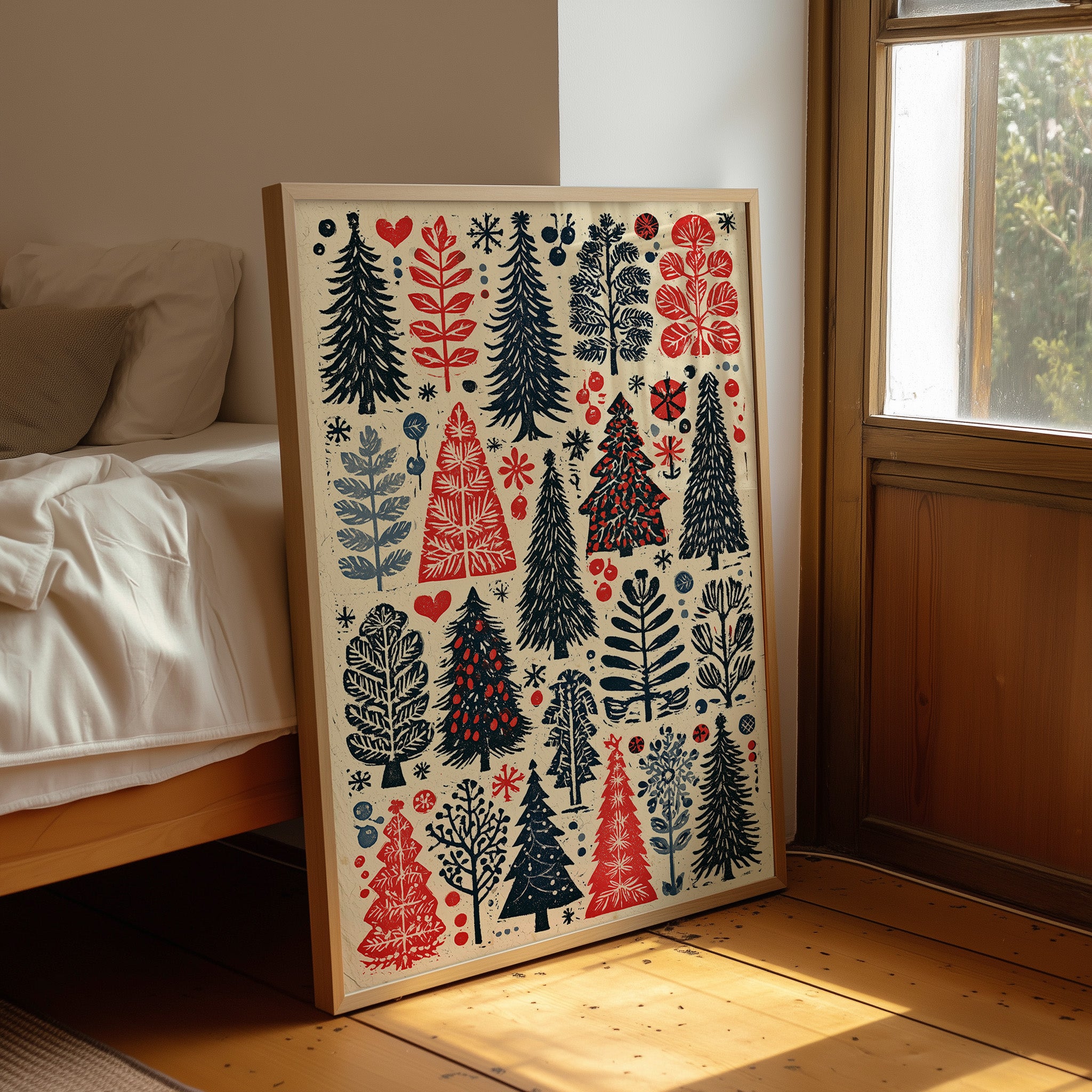 Scandinavian Winter: Linocut Forest