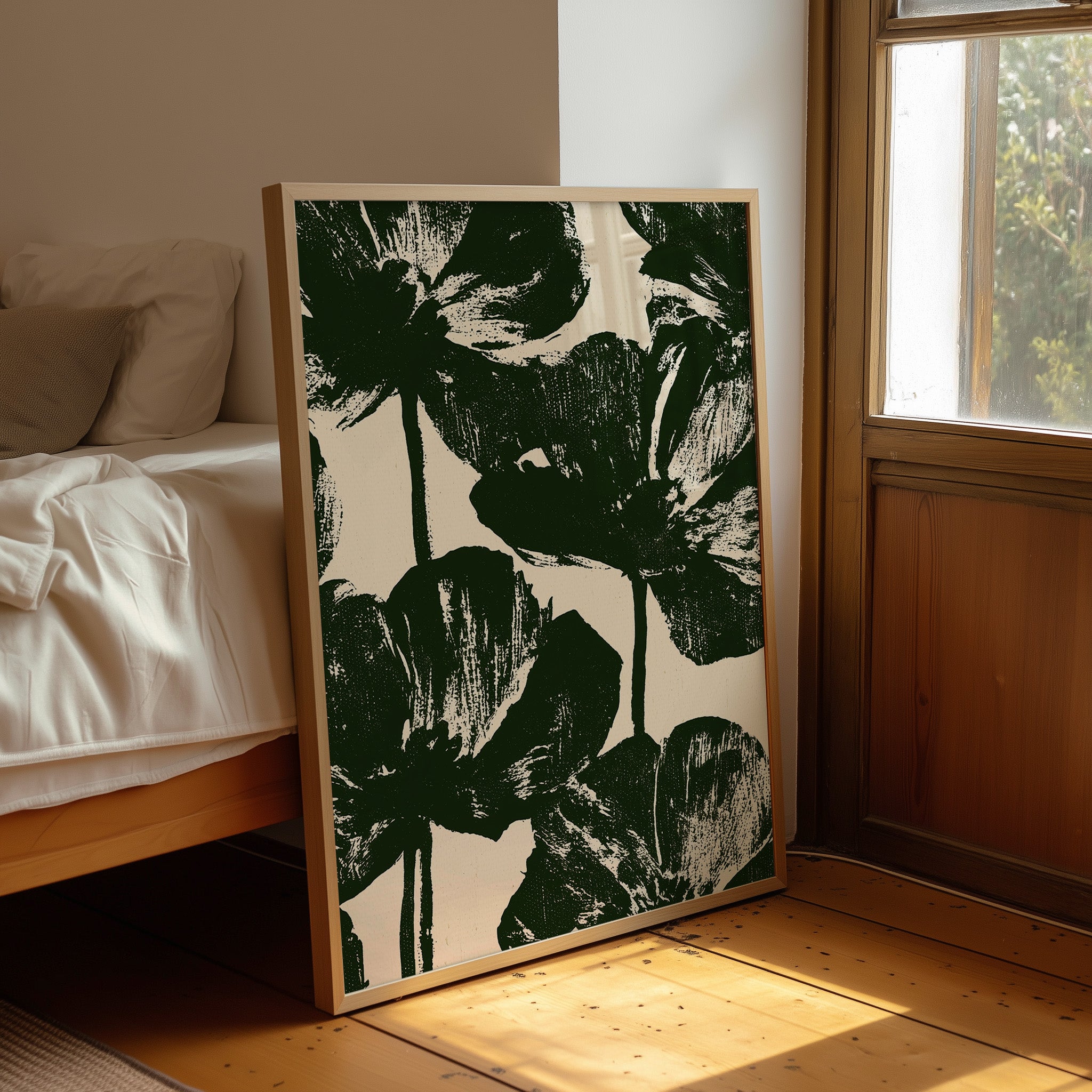 Forest Green Silhouette Blooms