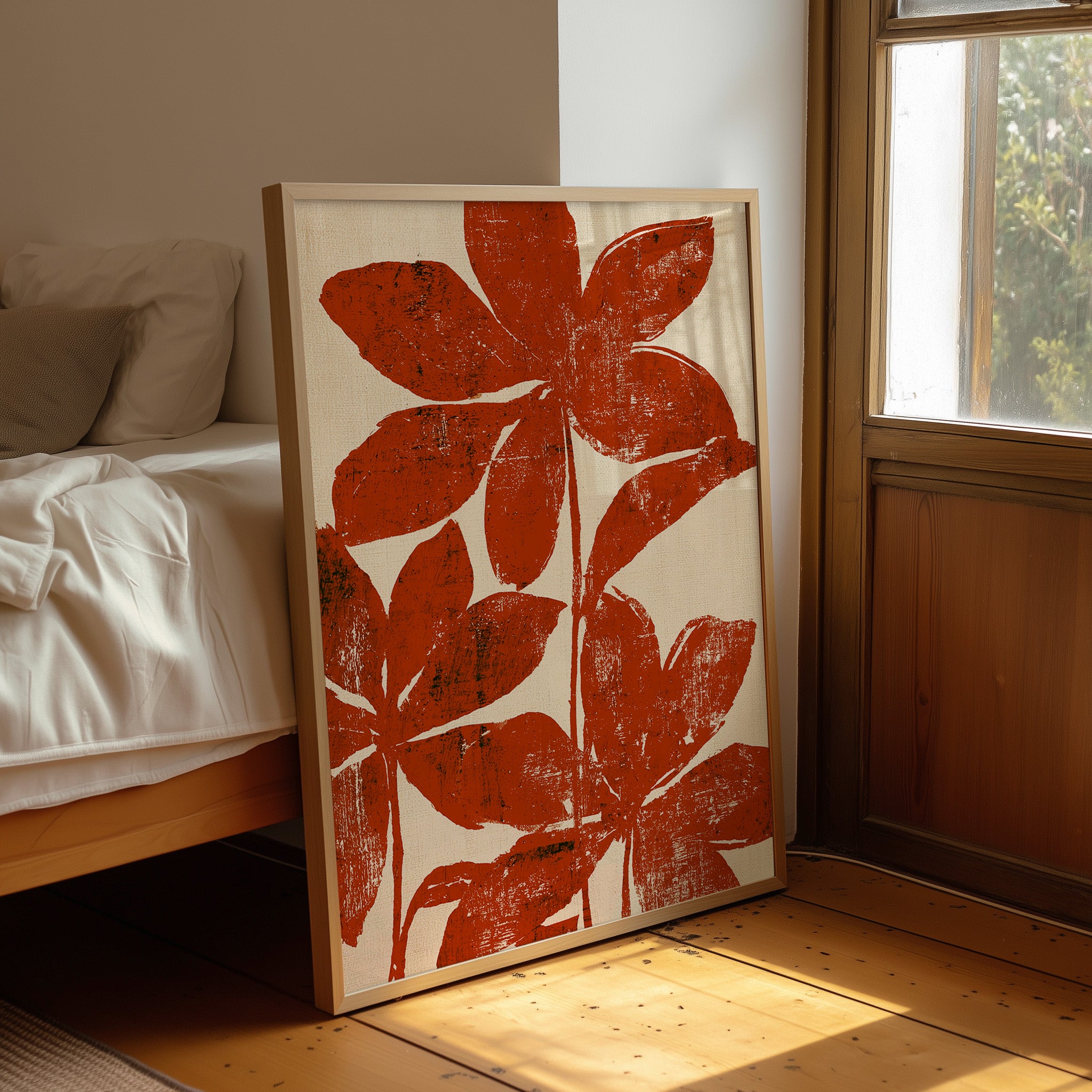 Rust Red Silhouette Blooms