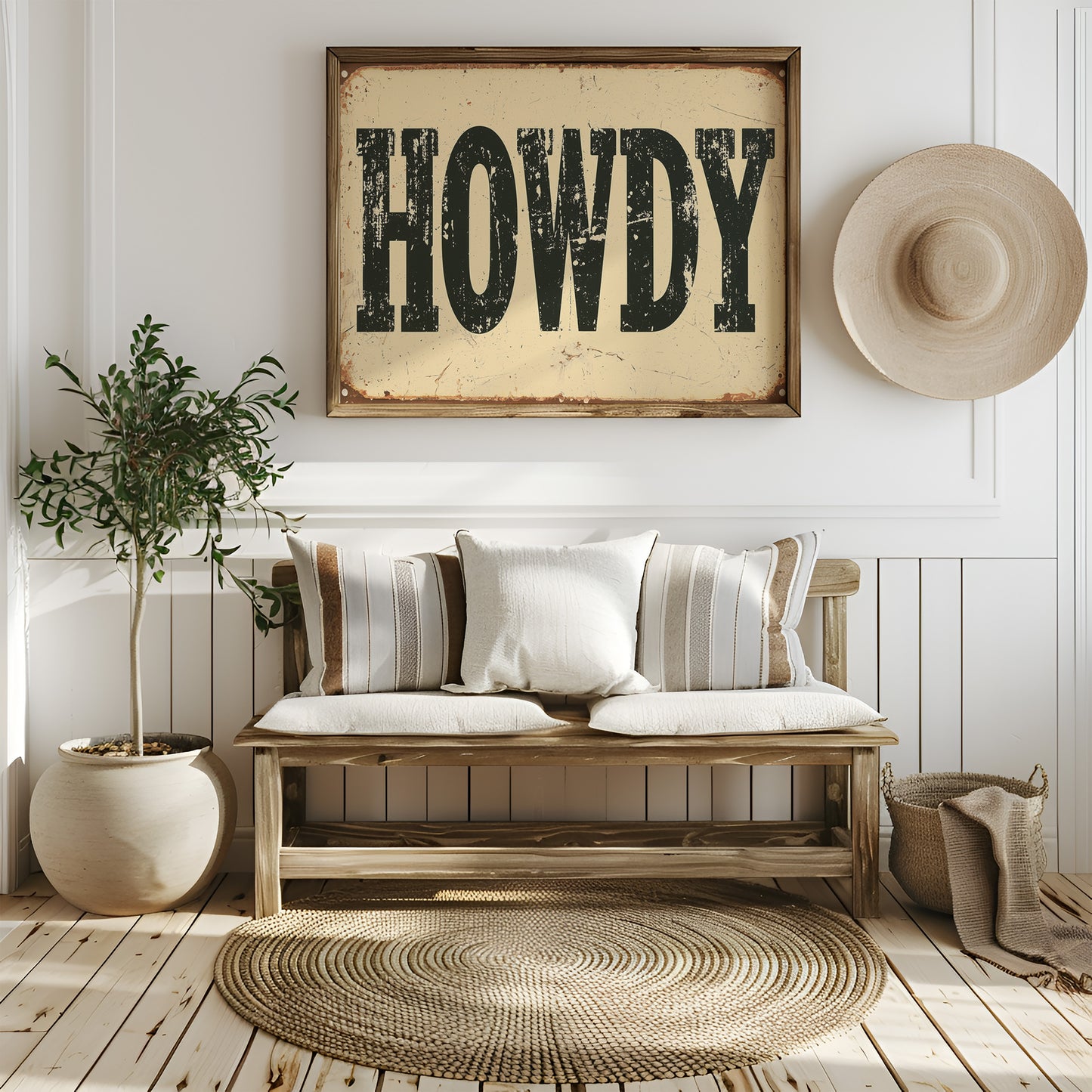 Howdy, Rusted Tin Sign