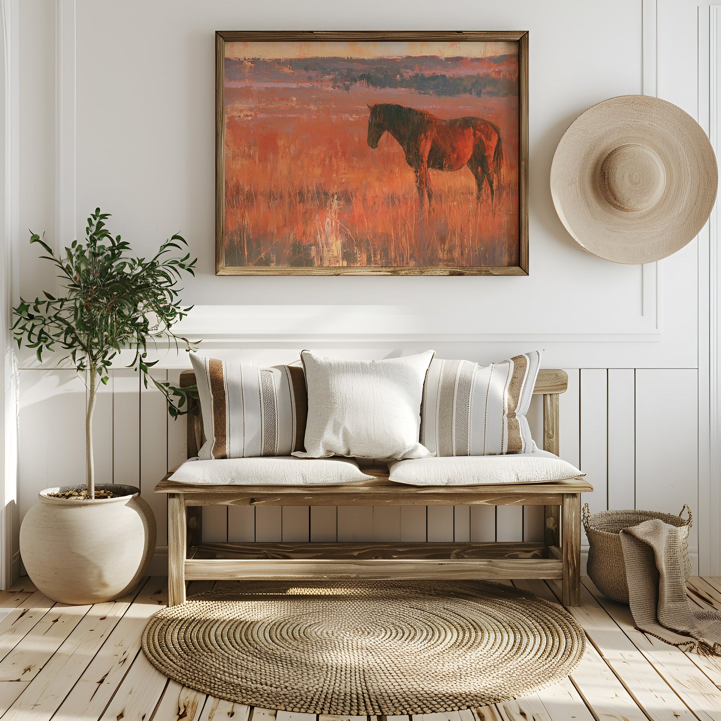Grazing Horse, Crimson Dusk