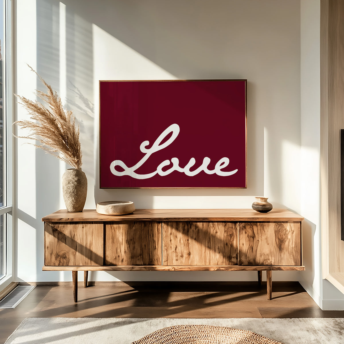 Bold Cursive Love in Burgundy