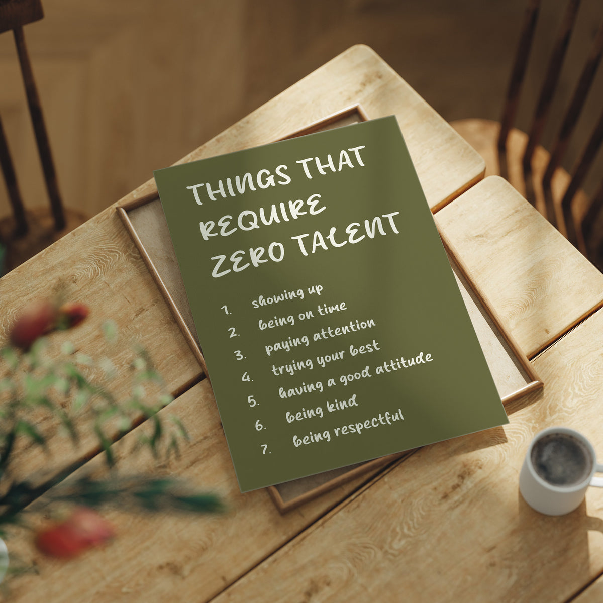 Things That Require Zero Talent, Olive Marker