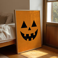 Face Value: Totally Gourd geous, framed print leaning beside a bed in a sunlit bedroom