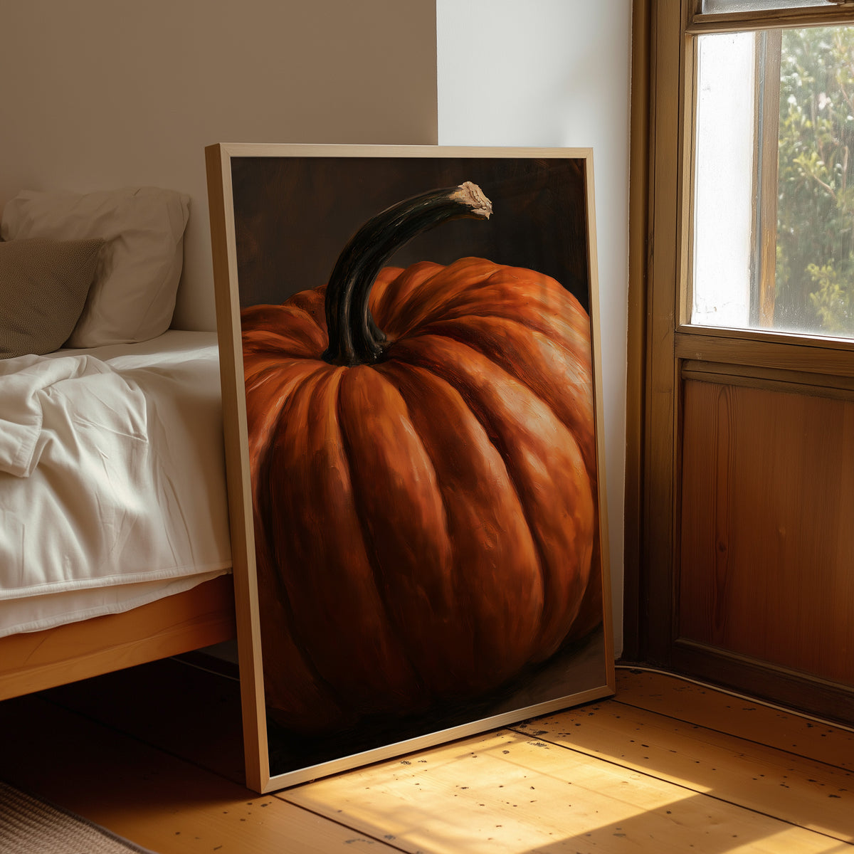 Thick And Proud Of It, framed print leaning beside a bed in a sunlit bedroom