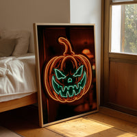 Window Display: Do Not Disturb, framed print leaning beside a bed in a sunlit bedroom