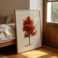 Solo Act, Standing Ovation, framed print leaning beside a bed in a sunlit bedroom
