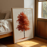 Shedding Season, No Apologies, framed print leaning beside a bed in a sunlit bedroom