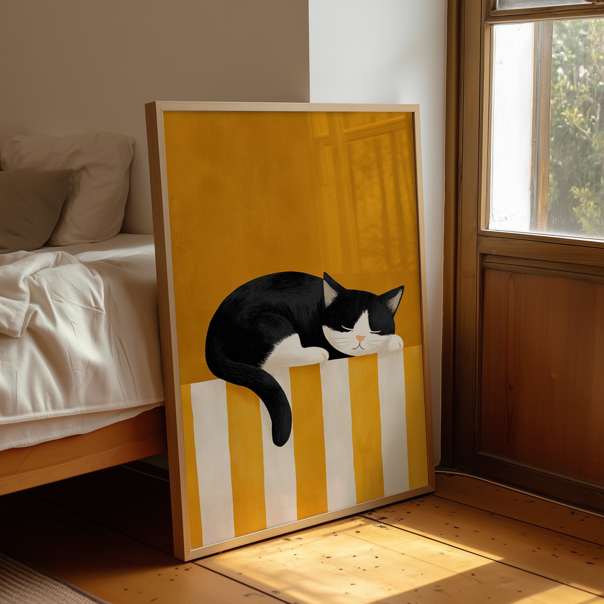 Sunlit Nap in Mustard Stripes