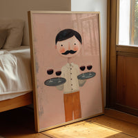Whimsical Waiter with Red Wine