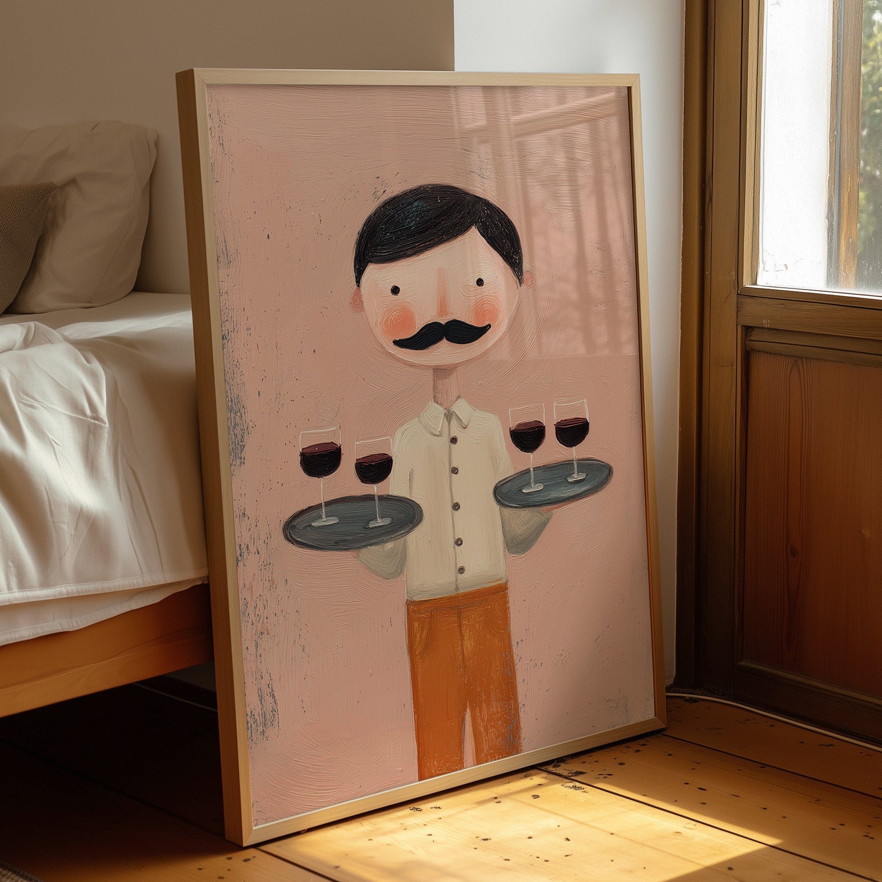 Whimsical Waiter with Red Wine