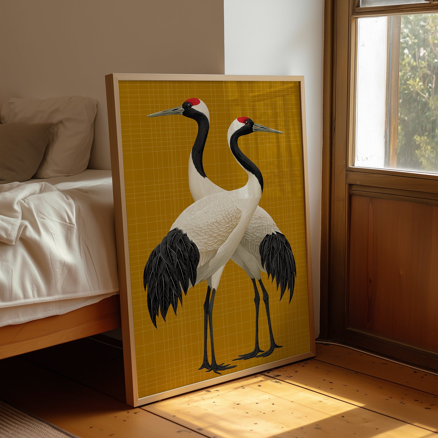Twin Cranes on Golden Grid