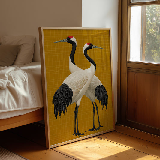 Twin Cranes on Golden Grid