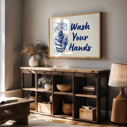 Wash Your Hands Vintage Bathroom Wall Art