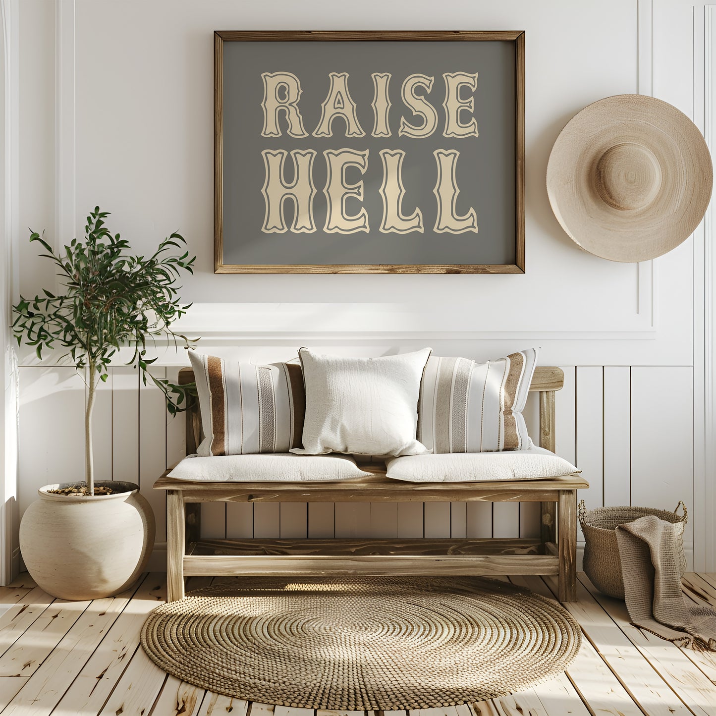 Raise Hell Western Typography Wall Art