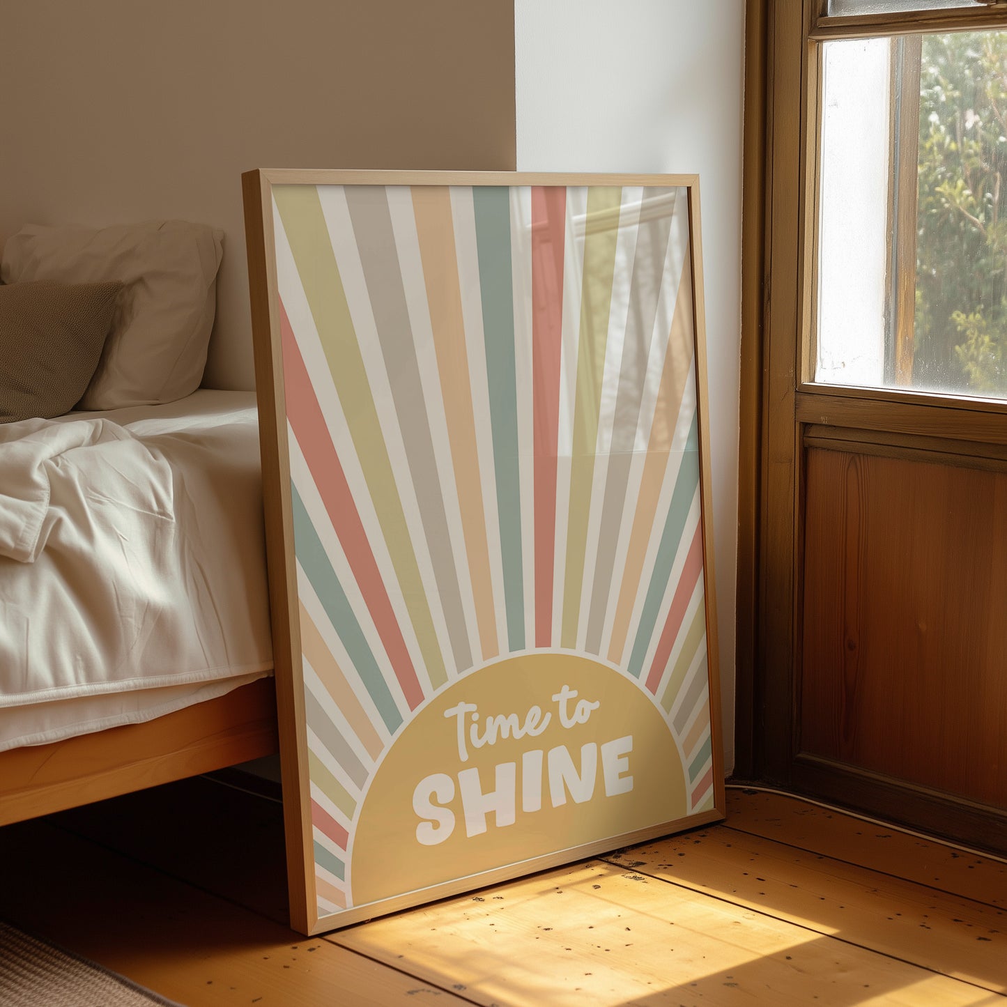 Time To Shine Retro Sunburst Print