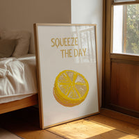 Squeeze The Day Lemon Quote Kitchen Print