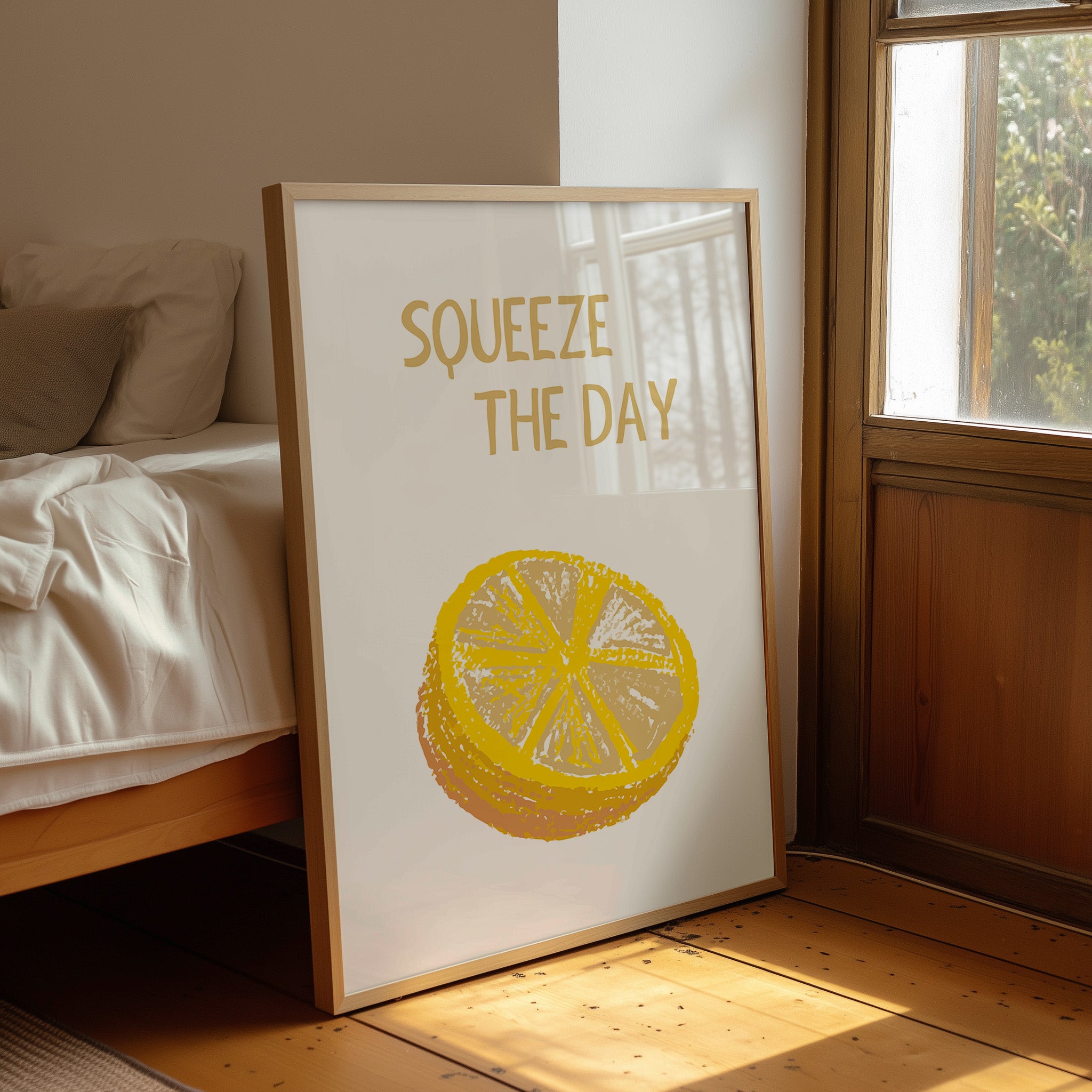 Squeeze The Day Lemon Quote Kitchen Print