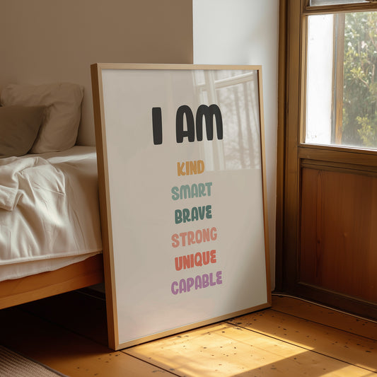 I Am Kind Smart Brave Affirmations Poster