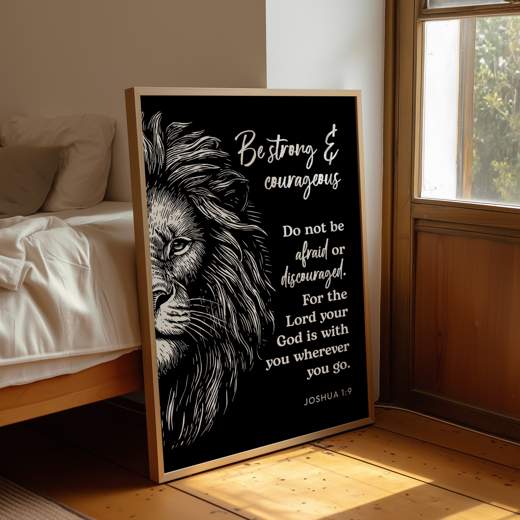 Be Strong and Courageous Lion Scripture