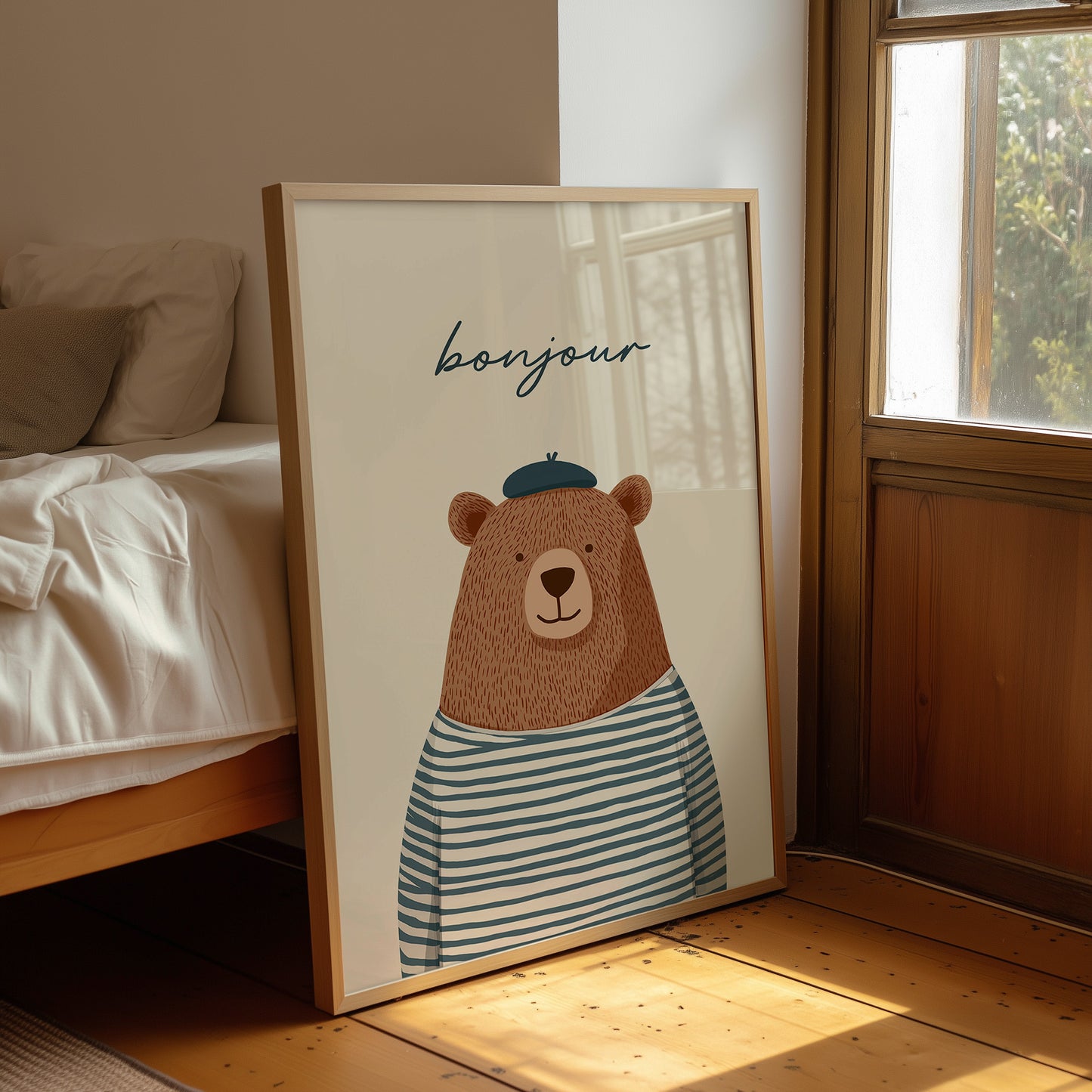 Bonjour French Bear Illustration