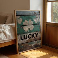 Painted Lucky on Old Wood