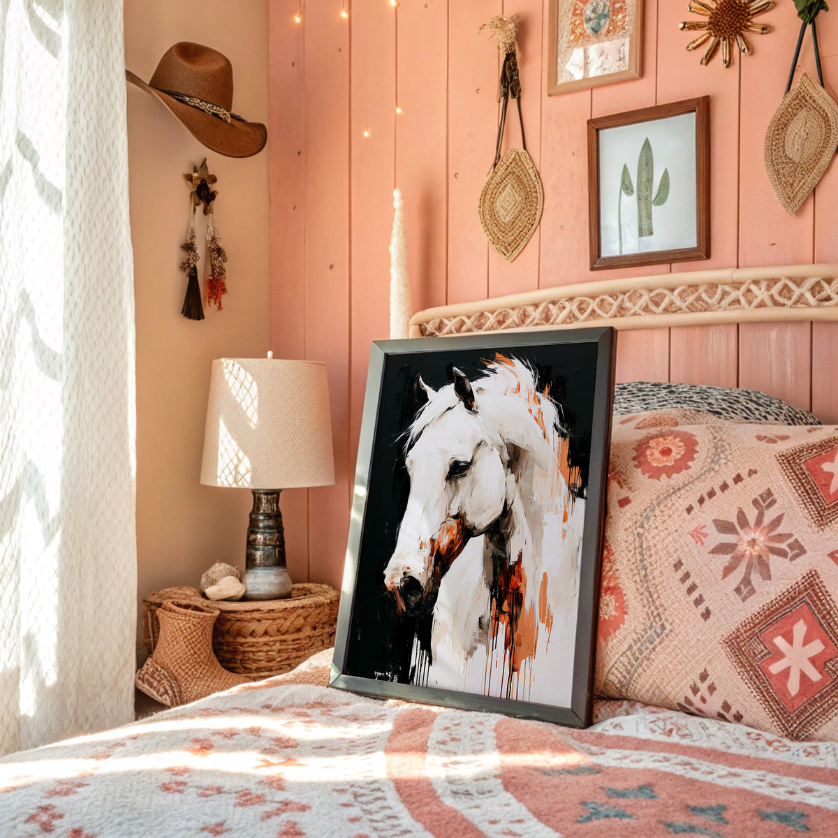 White Stallion in Amber Light