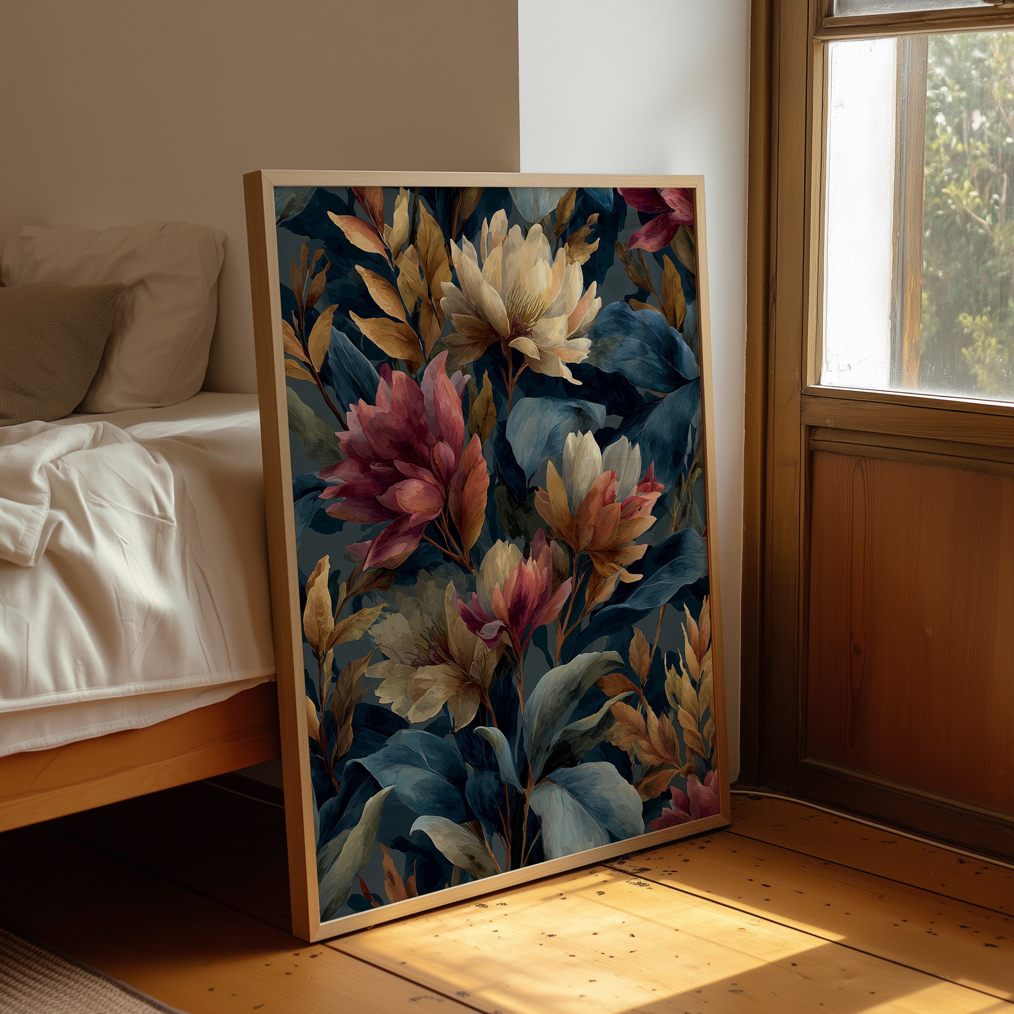 Autumn Magnolias in a Blue Room