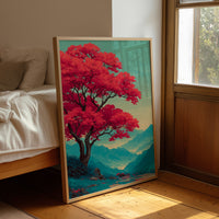 Red Tree, Blue Mountains, Still Morning