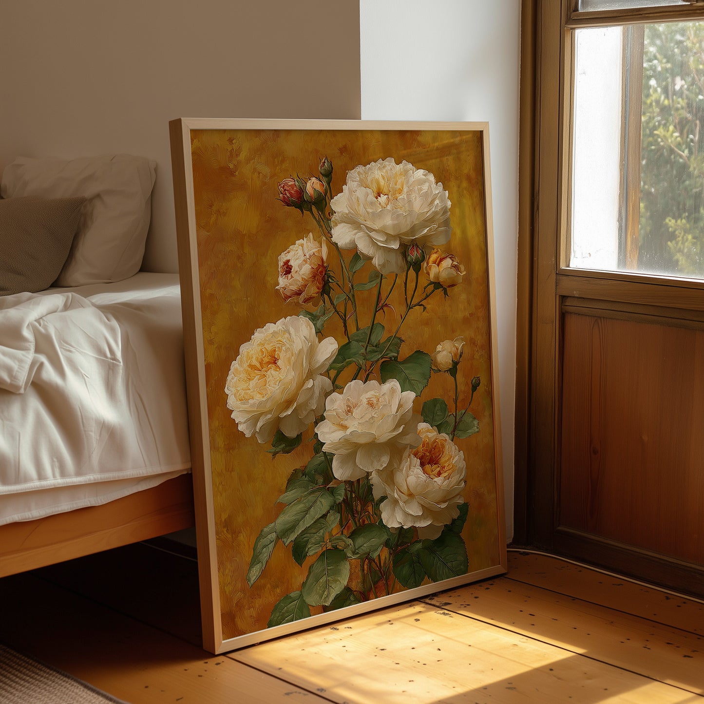 Cream Roses on a Golden Afternoon