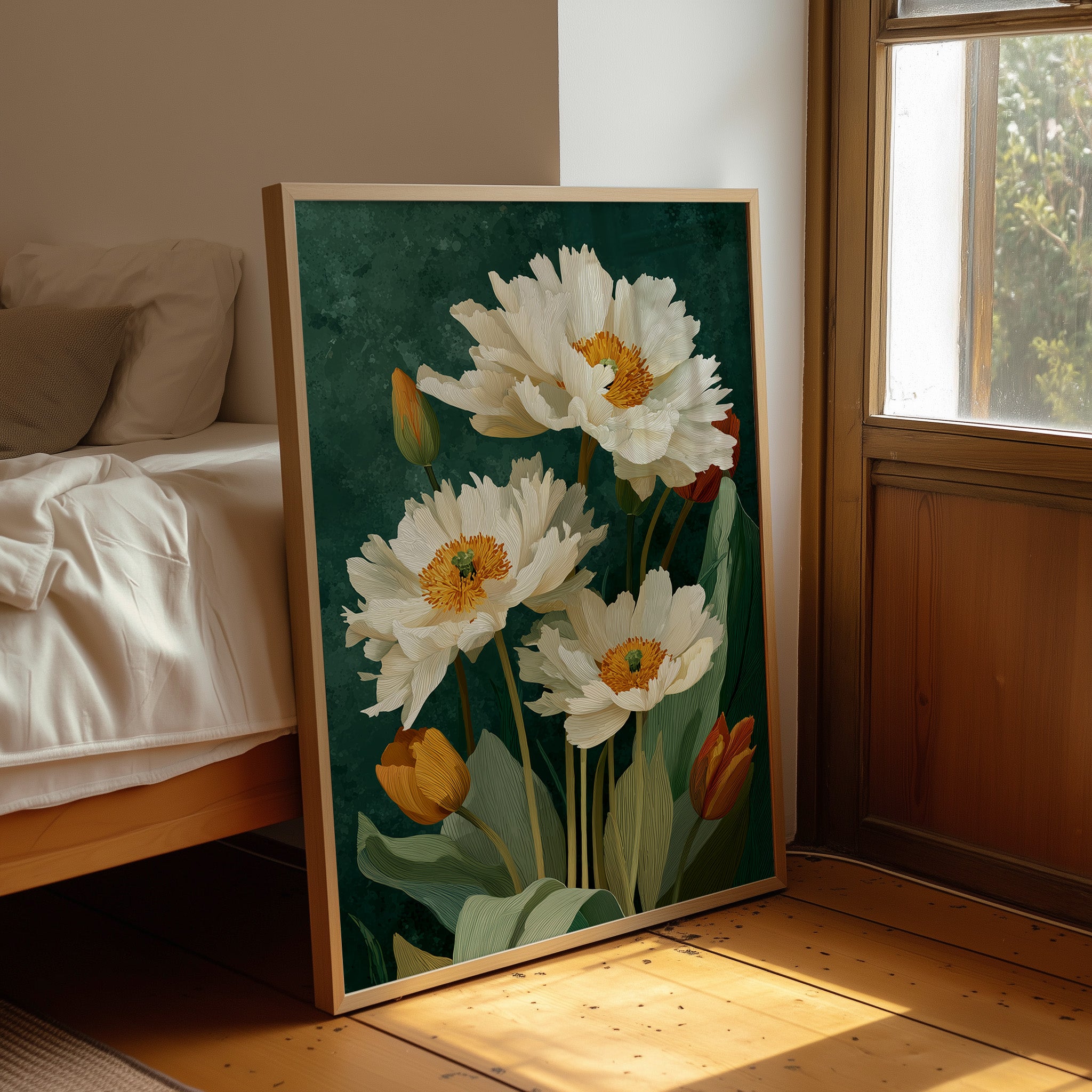 White Peonies and a Few Good Tulips