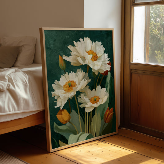 White Peonies and a Few Good Tulips