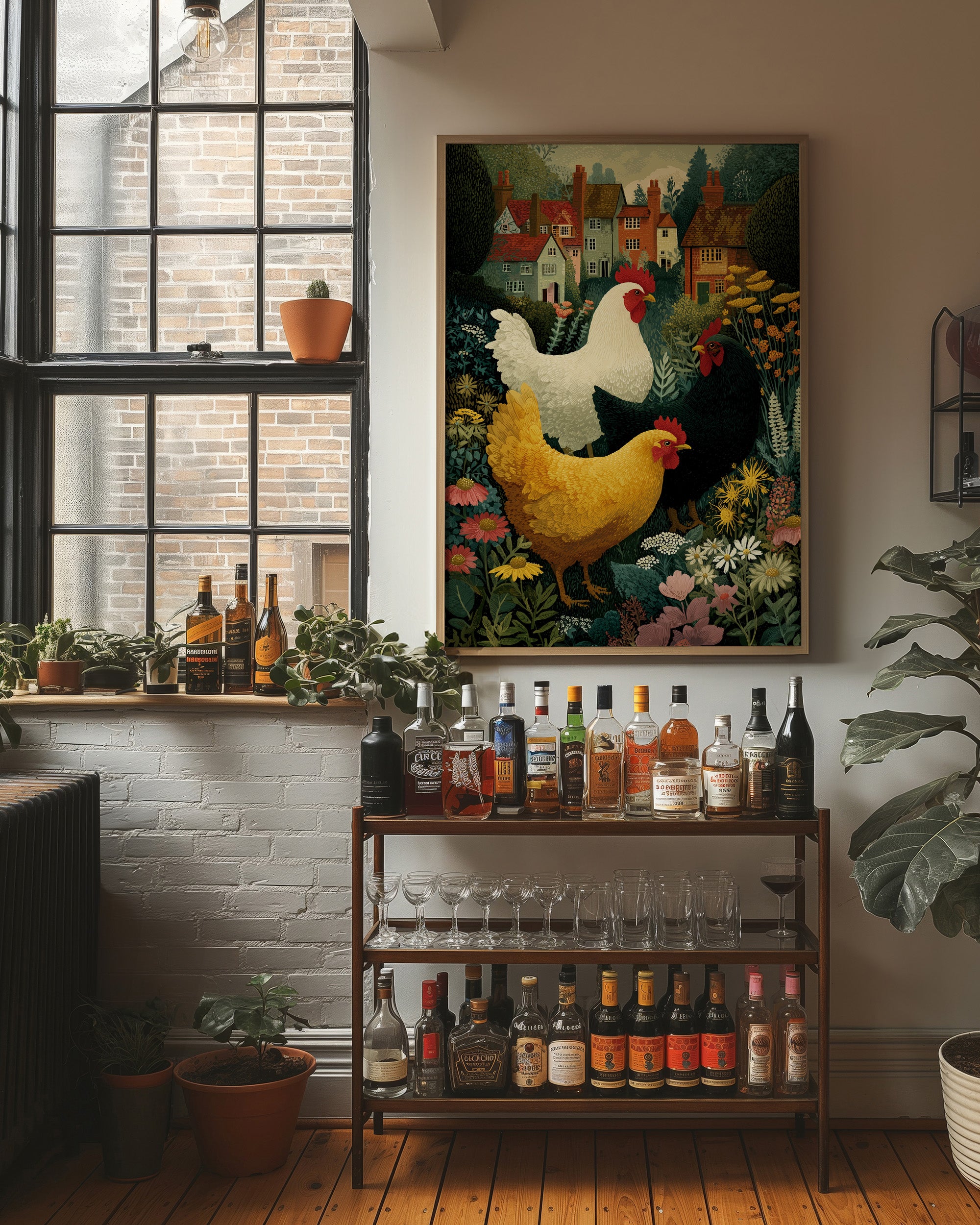 Three Hens and a Cottage Garden