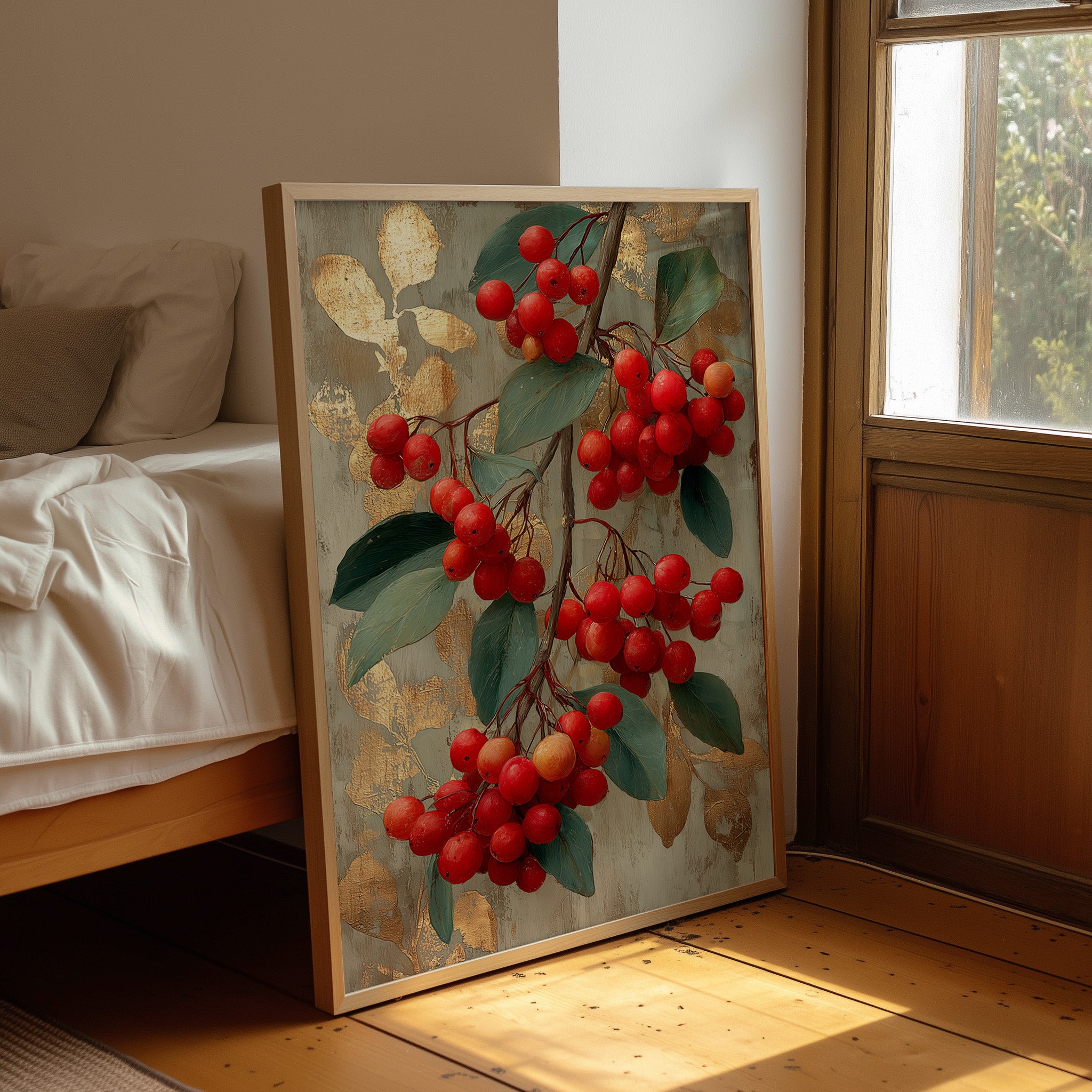Winterberries and Gold Leaf