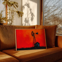 Windmill Silhouette at Blazing Dusk