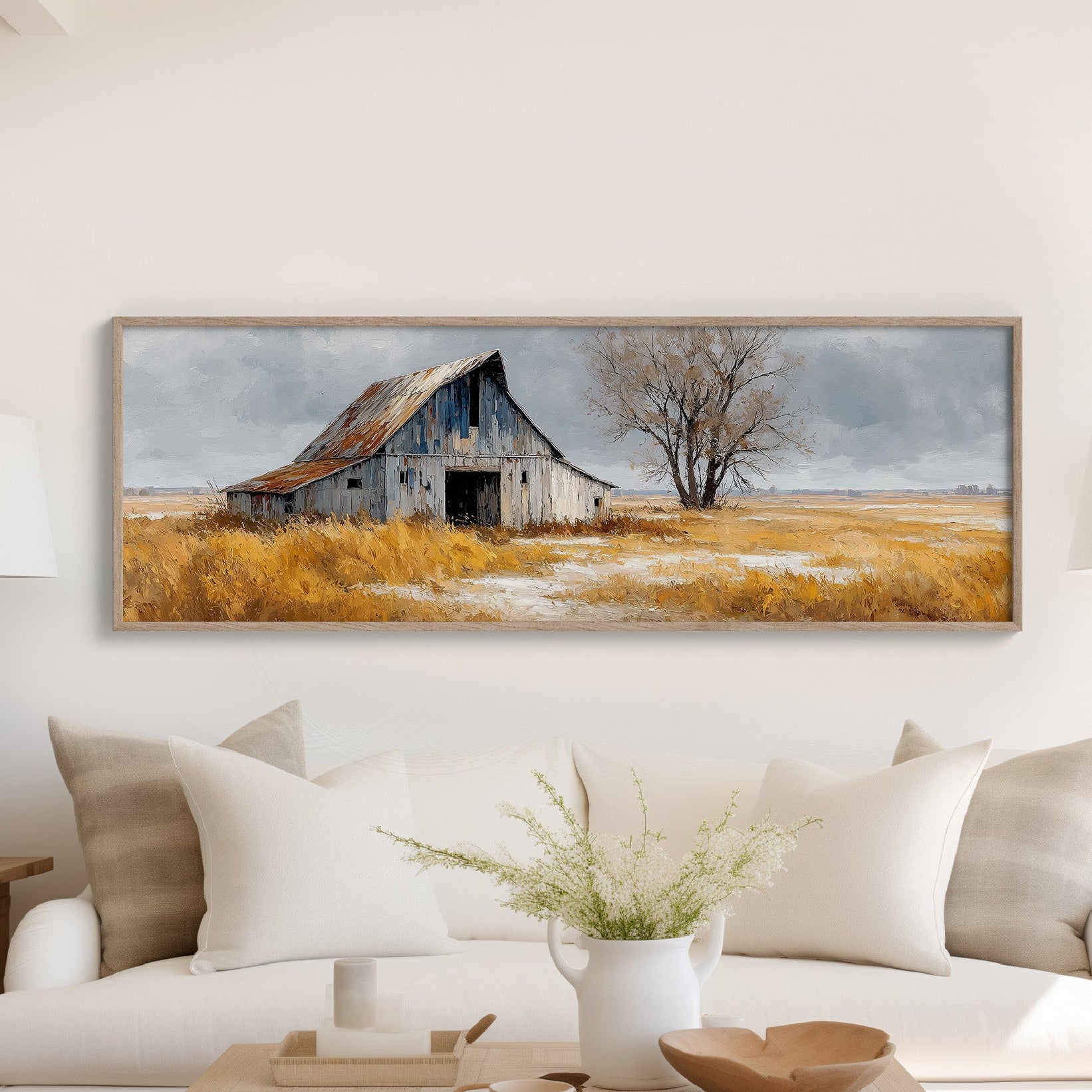 Weathered Barn Beneath Gray Skies